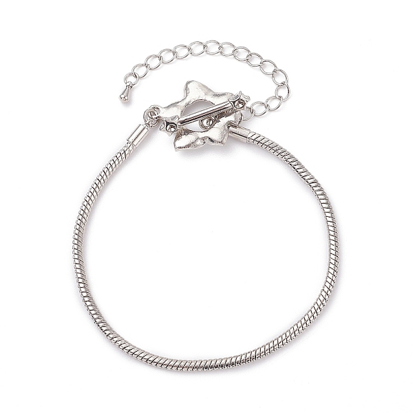 

PandaHall (Defective Closeout Sale: Clasp Blister), Brass European Style Bracelet Making, with Brass IQ Clasps, Platinum, 220mm Brass