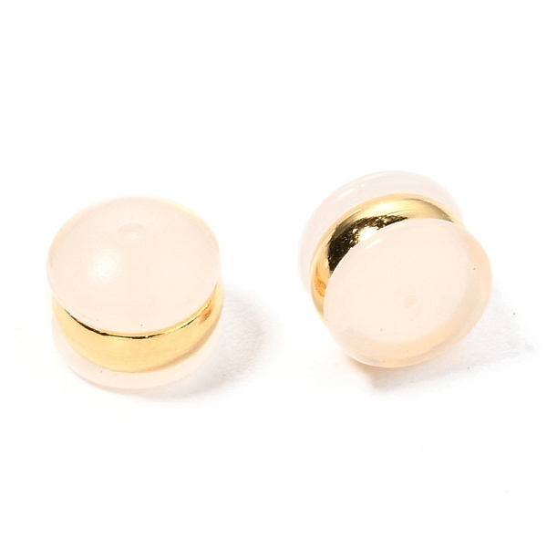 

PandaHall TPE Plastic Ear Nuts, with 316 Surgical Stainless Steel Findings, Earring Backs, Half Round/Dome, Real 18k Gold Plated, 4x5.5mm...