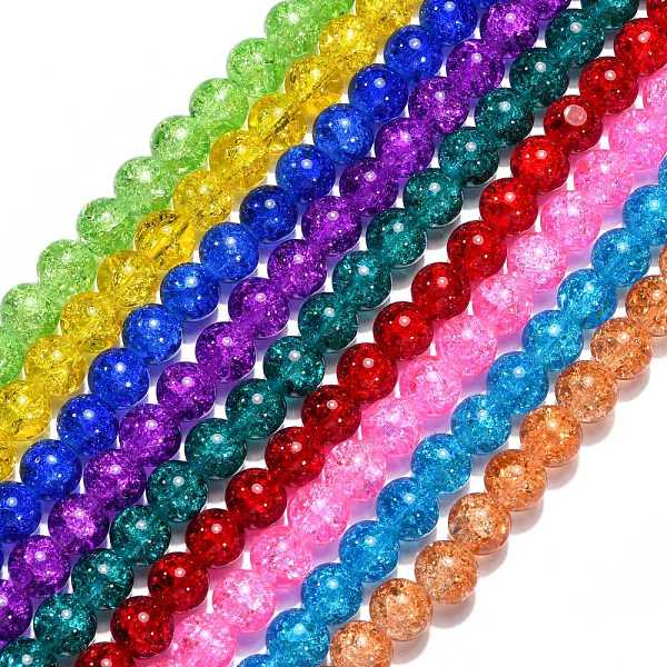 

PandaHall Mixed Crackle Glass Bead Strands, Round, Mixed Color, Bead: 10mm in diameter, Hole: 1.3~1.6mm, about 80pcs/strand, 31.4 inch Glass..., Multicolor