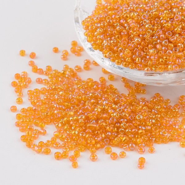 

PandaHall Round Trans. Colors Rainbow Glass Seed Beads, Gold, Size: about 2mm in diameter, hole:1mm, about 3306pcs/50g Glass Gold