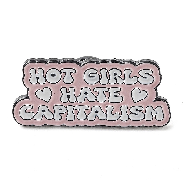 

PandaHall Word Hot Girls Hate Capitalism Enamel Pins, Black Alloy Brooches for Women, Lavender, 13.5x30x2mm Alloy+Enamel Word Purple