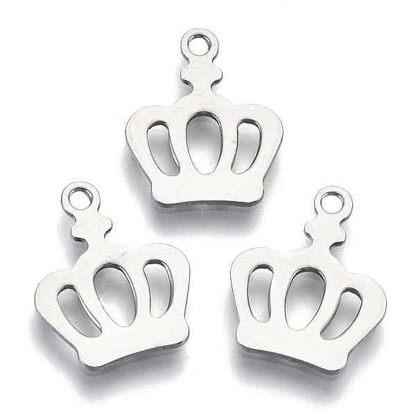 

PandaHall 201 Stainless Steel Charms, Laser Cut, Crown, Stainless Steel Color, 13.5x12x0.8mm, Hole: 1.4mm 201 Stainless Steel Crown