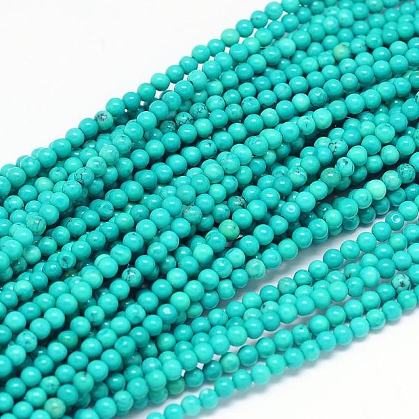 

PandaHall Natural Magnesite Round Bead Strands, Dyed & Heated, Medium Turquoise, 3mm, Hole: 0.5mm, about 133pcs/strand, 15.55 inch Magnesite..., Cyan