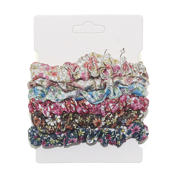 

PandaHall Flower Pattern Cloth Elastic Hair Accessories, for Girls or Women, Scrunchie/Scrunchy Hair Ties, Mixed Color, 120mm, 6pcs/set..., Multicolor