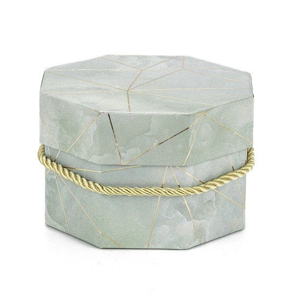 PandaHall Valentine's Day Marble Texture Pattern Paper Gift Boxes, with Rope Handles, for Gift Packaging, Octagon, Medium Aquamarine...