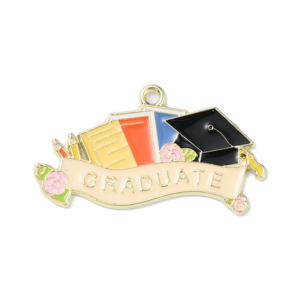 

PandaHall Graduation Theme Alloy Enamel Pendants, Light Gold, Word Graduate, Book, 21x30.5x1.5mm, Hole: 1.8mm Alloy+Enamel Book