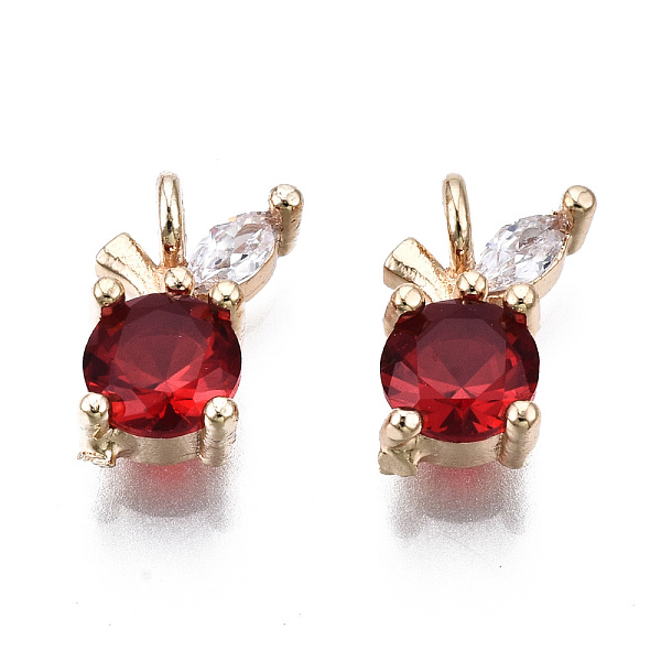 

PandaHall Brass Micro Pave Clear Cubic Zirconia Charms, with Glass, Light Gold, Long-Lasting Plated, Cadmium Free & Lead Free, Apple, Red...