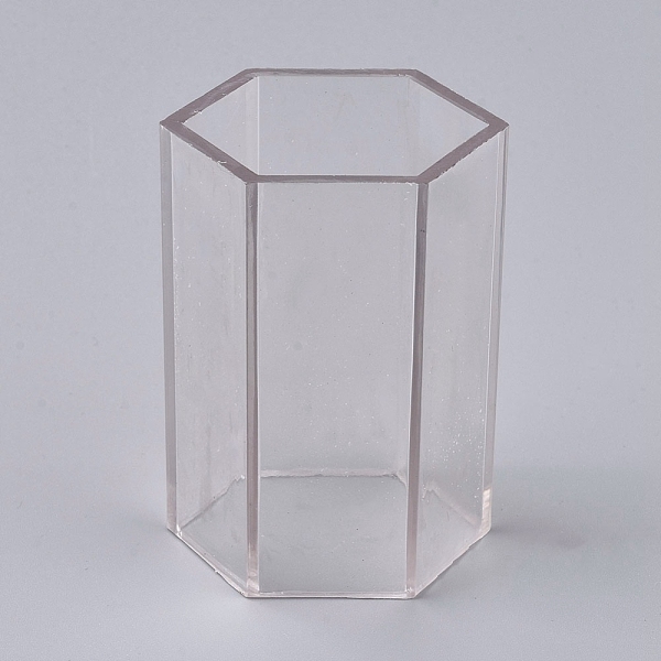 PandaHall Plastic Candle Molds, for Candle Making Tools, Hexagon Shape, Clear, 49x56x75.5mm, Inner Size: 44x50mm Plastic Clear