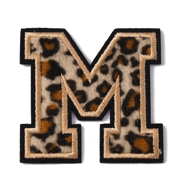 

PandaHall Polyester Computerized Embroidery Cloth Iron On Sequins Patches, Leopard Print Pattern Stick On Patch, Costume Accessories..., Gold