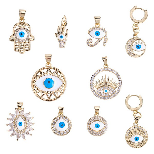 

PandaHall 10Pcs 10 Styles Rack Plating Brass Micro Pave Clear Cubic Zirconia Pendants, with Enamel, Long-Lasting Plated, Cadmium Free & Lead..., White