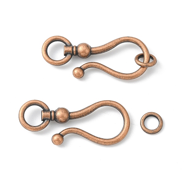 

PandaHall Tibetan Style S Hook Clasps, Cadmium Free & Lead Free, Red Copper, S Hook: 38x16x8mm, Ring: 8mm, Hole: 5mm Alloy