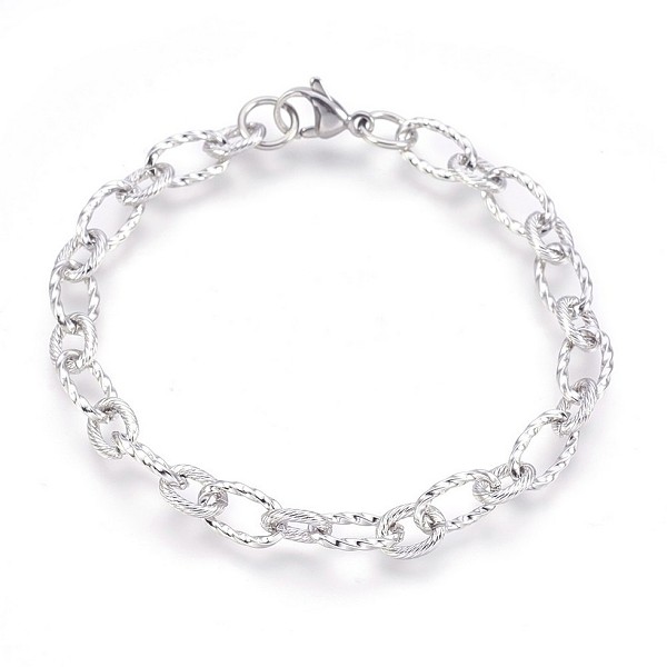 

PandaHall 304 Stainless Steel Figaro Chain Bracelets, Textured, with Lobster Claw Clasps, Stainless Steel Color, 8-3/8 inch(21.4cm), 6.5mm...