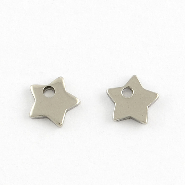 

PandaHall 304 Stainless Steel Five-Pointed Star Charms Pendants, Stainless Steel Color, 5.5x5.5x1mm, Hole: 1mm 304 Stainless Steel Star