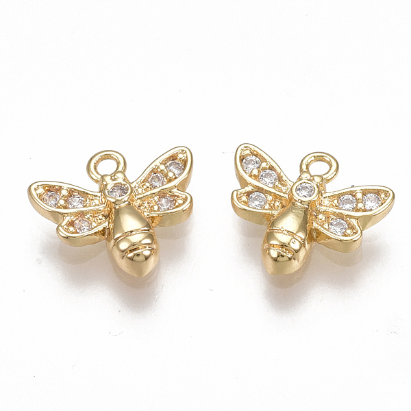 

PandaHall Brass Micro Pave Cubic Zirconia Charms, Bee, Clear, Nickel Free, Real 18K Gold Plated, 8.5x9.5x2mm, Hole: 1mm Brass+Cubic Zirconia...
