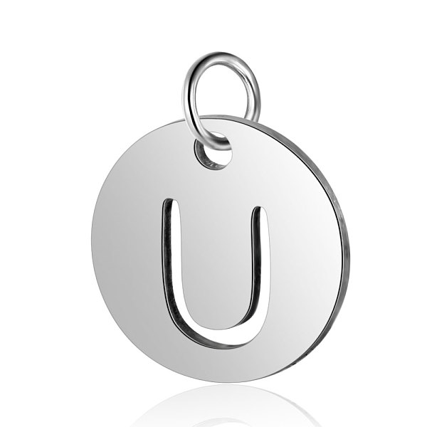 

PandaHall 304 Stainless Steel Charms, Flat Round with Letter, Stainless Steel Color, Letter.U, 12x1mm, Hole: 2.5mm 304 Stainless Steel...