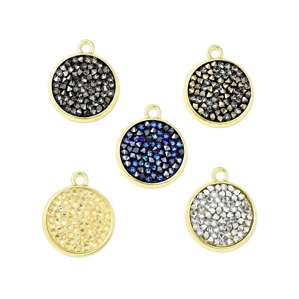 

PandaHall Rhinestone Pendants, with Light Gold Plated Brass Findings, Flat Round, Cadmium Free & Lead Free, Crystal, 22x18.5x2.5mm, Hole..., Multicolor