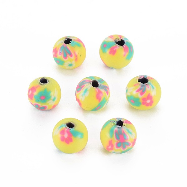 

PandaHall Handmade Polymer Clay Beads, for DIY Jewelry Crafts Supplies, Round, Yellow, 8~9x8mm, Hole: 1.8mm Polymer Clay Round Yellow