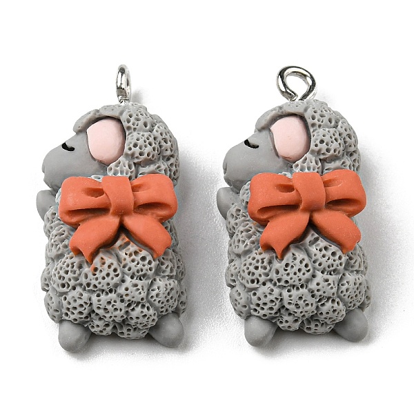 

PandaHall Opaque Resin Cartoon Pendants, Animal Charms with Platinum Tone Iron Loops, Sheep, 25.5x13x8.5mm, Hole: 2mm Iron+Resin Sheep