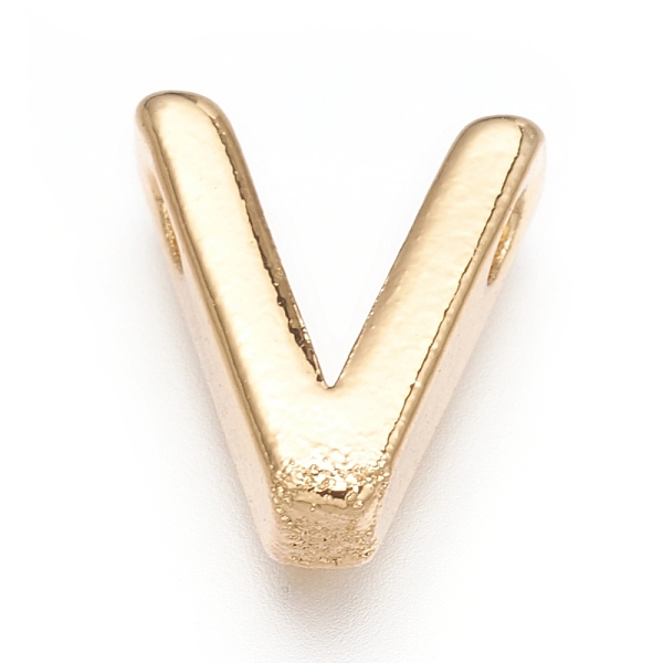 

PandaHall Brass Charms, Long-Lasting Plated, Letter, Letter.V, V: 8.5x7.5x3mm, Hole: 1.5mm Brass Letter V