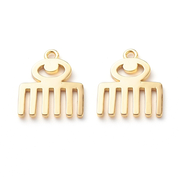 

PandaHall Brass Pendants, Long-Lasting Plated, Adinkra Symbols DUAFE, Real 18K Gold Plated, 17x14x1mm, Hole: 1.5mm Brass Symbol