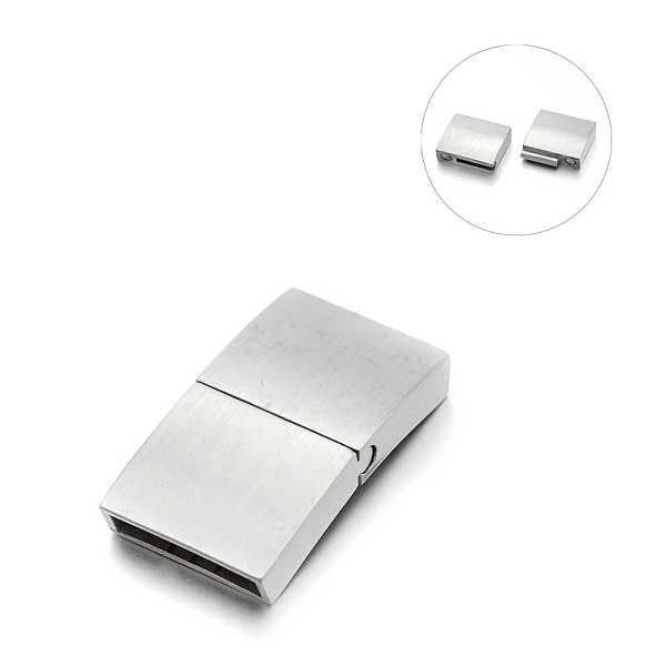 

PandaHall Matte 304 Stainless Steel Rectangle Magnetic Clasps with Glue-in Ends, Stainless Steel Color, 28x15x7mm, Hole: 13x4mm 304...