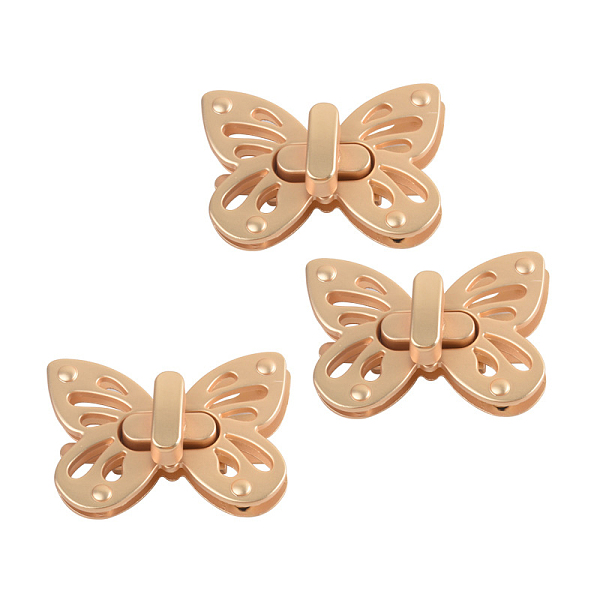 

PandaHall Zinc Alloy Twist Bag Lock Purse Catch Clasps, for DIY Bag Purse Hardware Accessories, Butterfly, Matte Gold Color, 3.5x5cm Alloy