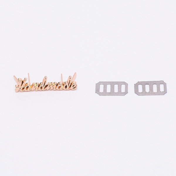 

PandaHall Zinc Alloy Bag Lock Catch Clasps, with Iron Base, Word Handmade, Light Gold, 0.9x3.5x1.3cm, 1.85x1.15x0.02cm Alloy Word