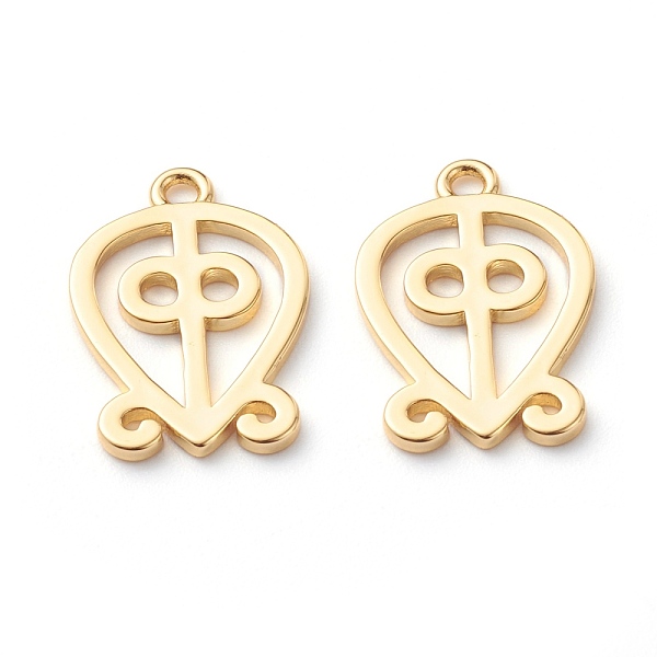 

PandaHall Brass Pendants, Long-Lasting Plated, Adinkra Symbols Odo Nyera Fie Kwan, Real 18K Gold Plated, 18x12x1mm, Hole: 1.5mm Brass Symbol