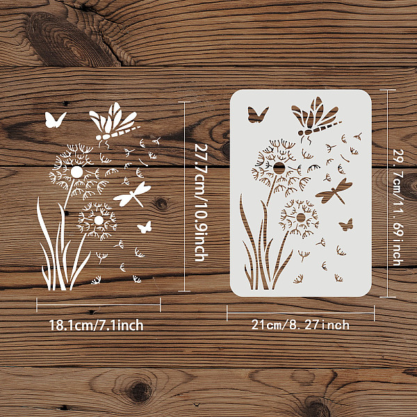 

PandaHall FINGERINSPIRE Dandelion Stencil 29.7x21cm Large Reusable Butterfly Drawing Templates, Plastic Dragonfly Stencil Flying Dandelion...
