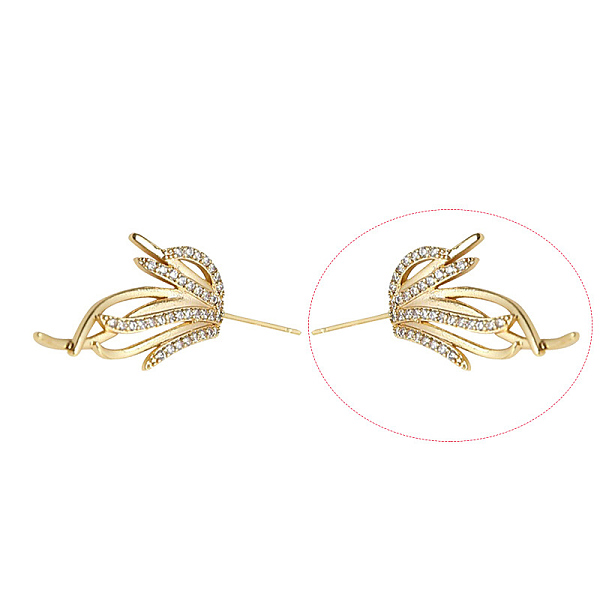 

PandaHall Brass Micro Pave Clear Cubic Zirconia Fishtail Head Pins, for Baroque Pearl Making, Golden, 36x14mm Brass