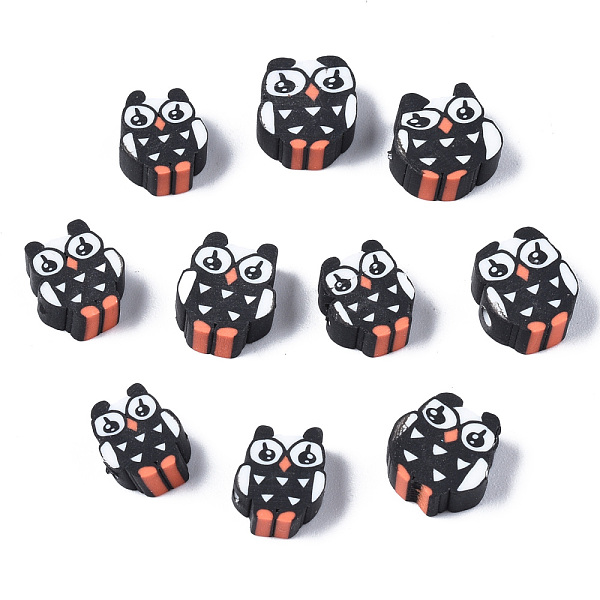 

PandaHall Handmade Polymer Clay Beads, Owl, Black, 9~10.5x8~10x4~5mm, Hole: 1.6mm Polymer Clay Owl Black