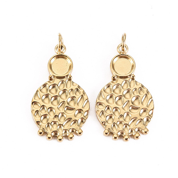 

PandaHall 304 Stainless Steel Pendant Cabochon Settings, with Jump Rings, Real 14K Gold Plated, Tray: 1/8 inch(3.5mm), 21x12x1.5mm, Jump...