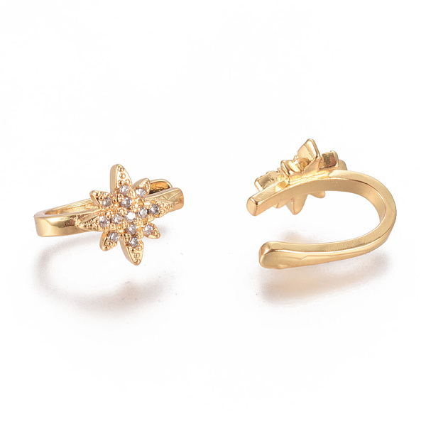 

PandaHall Golden Plated Brass Micro Pave Cubic Zirconia Cuff Earrings, Long-Lasting Plated, Star, Clear, 14.2x10.2x1.5~8.8mm Cubic Zirconia...
