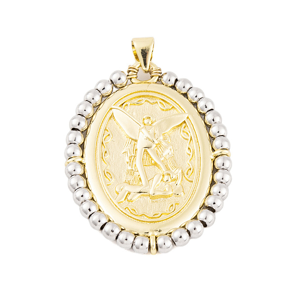 

PandaHall Rack Plating Brass Pendants, Cadmium Free & Lead Free, Long-Lasting Plated, Oval, Real 18K Gold Plated, 33x24.5x2.5mm, Hole...