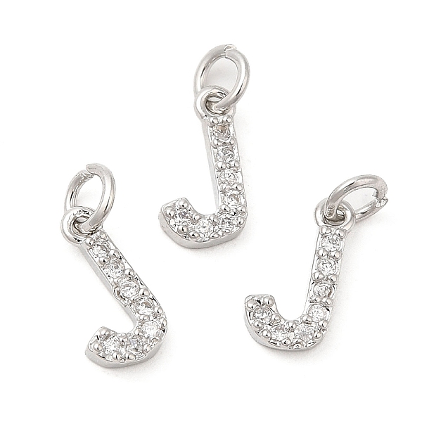 

PandaHall Brass Micro Pave Grade AAA Cubic Zirconia Charms, Letter J, Cadmium Free & Nickel Free & Lead Free, Real Platinum Plated..., Clear