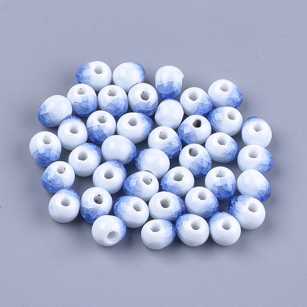 

PandaHall Handmade Porcelain Beads, Crackle Beads Style, Oval, Cornflower Blue, 9.5~10.5x12~13x10.5mm, Hole: 2.5~3mm Porcelain Oval Blue