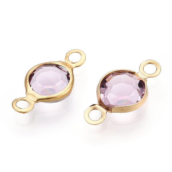 

PandaHall 304 Stainless Steel with Glass Connector Charms, Flat Round Links, Stainless Steel Color, Plum, 12.5x7x2mm, Hole: 1.5mm 304..., Purple