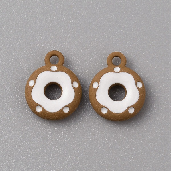 

PandaHall Frosted Painted Colored Alloy Pendants, Doughnut, Dark Goldenrod, 12.5x10x3mm, Hole: 1.5mm Alloy Flat Round