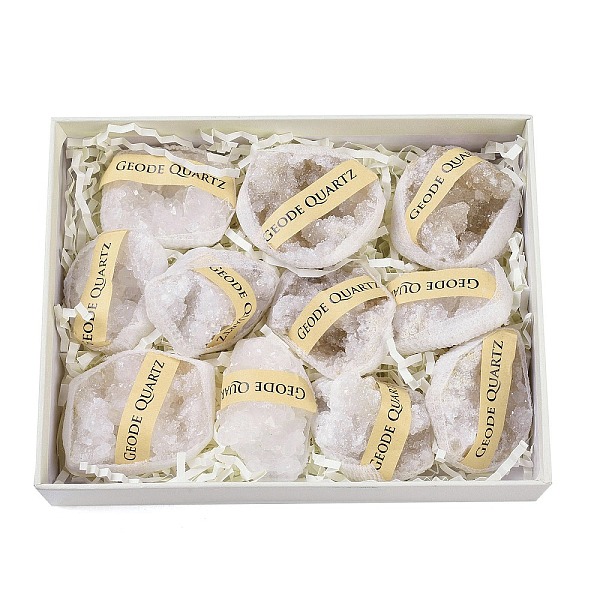 

PandaHall Natural Quartz Geode Cornucopia Mineral Specimen, Raw Crystal Cluster, Healing Crystal Home Decor Gift, with Paper Box...