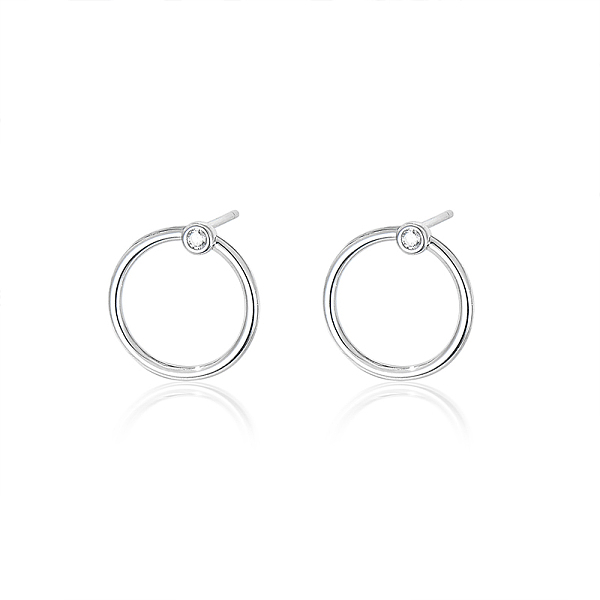 S925 Aretes Circulares De Plata Diseño Minimalista De Moda Geométrica