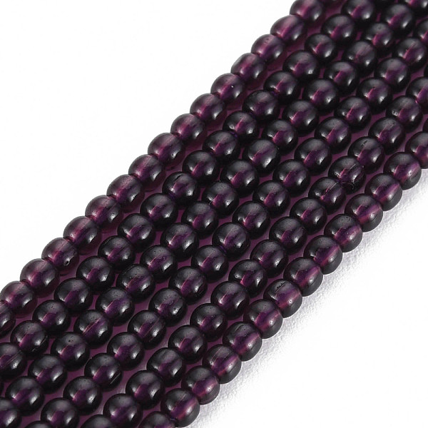 

PandaHall Glass Beads Strands, Round, Purple, 2mm, Hole: 0.6mm, about 185~206pcs/strand, 14.37~14.76 inch(36.5~37.5cm) Glass Round Purple