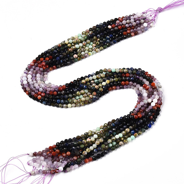 

PandaHall Natural Mixed Gemstone Beads Strands, Round Beads, Faceted, 4x4mm, Hole: 0.6mm, about 104~108pcs/strand, 15.35''~15.75''(39~40cm)...