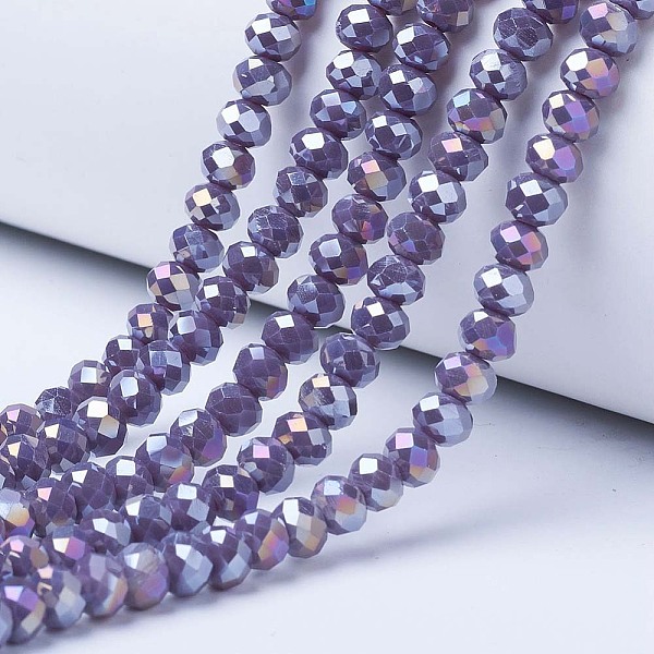

PandaHall Electroplate Glass Beads Strands, Opaque Solid Color, AB Color Plated, Faceted, Rondelle, Slate Blue, 2.5x2mm, Hole: 0.4mm, about...