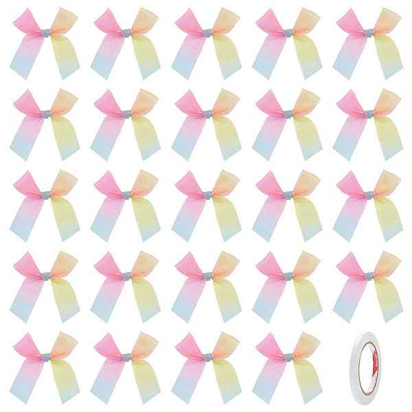 

PandaHall Fingerinspire 36Pcs Polyester Bowknot Ornament Accessories, Gradient Color Bowknot, with 1 Roll Double Sided Adhesive Tape, for...