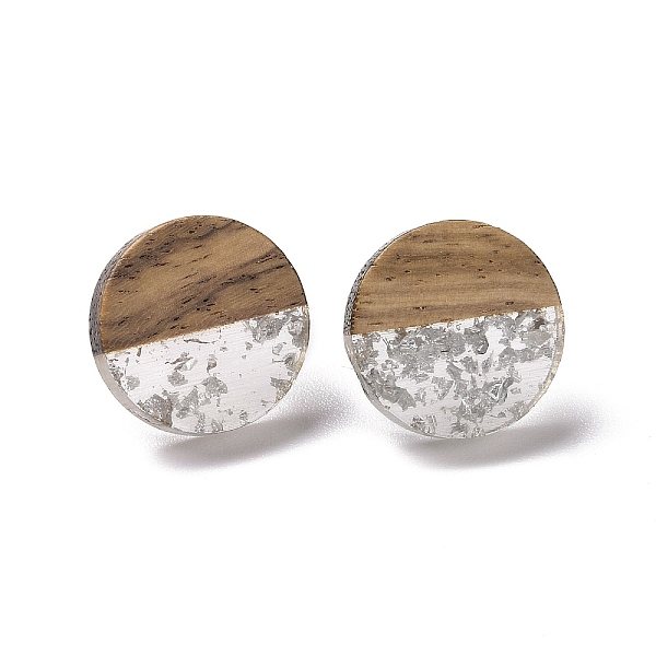 

PandaHall Resin & Walnut Wood Flat Round Stud Earrings with 304 Stainless Steel Pin for Women, Silver, 15mm, Pin: 0.6mm Wood Flat Round...