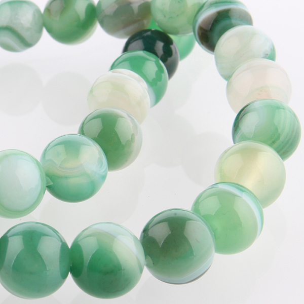 

PandaHall Natural Striped Agate/Banded Agate Round Bead Strands, Dyed, Aquamarine, 8mm, Hole: 1mm, about 49pcs/strand, 14.96 inch Banded..., Green