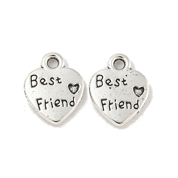 

PandaHall Tibetan Style Zinc Alloy Charms, Lead Free & Cadmium Free, Heart with Word Best Friend, Antique Silver, 12.5x9.8x1.5mm, Hole...