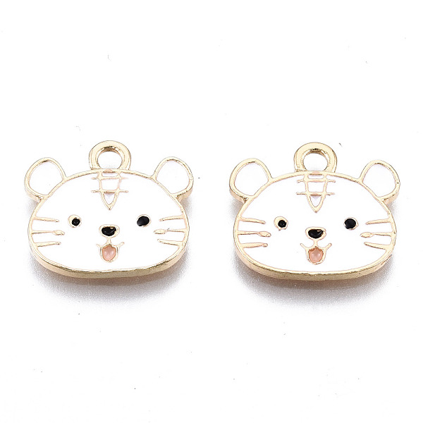 

PandaHall Light Gold Plated Alloy Enamel Pendants, Cadmium Free & Lead Free, Tiger, White, 13.5x15x1.5mm, Hole: 1.8mm Alloy+Enamel Tiger...