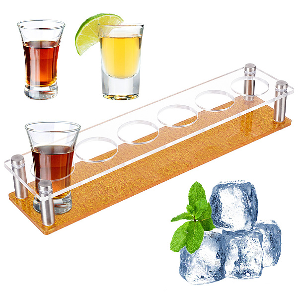 

PandaHall Glitter 6 Round Holes Acrylic Shot Glasses Holders, Beer Wine Glasses Organizer Rack for Family Party Bar Pub, Rectangle, Clear...