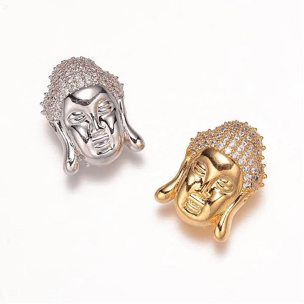 

PandaHall Buddha Head Brass Micro Pave Cubic Zirconia Beads, Mixed Color, 18x13x11mm, Hole: 1.5mm Brass+Cubic Zirconia Human